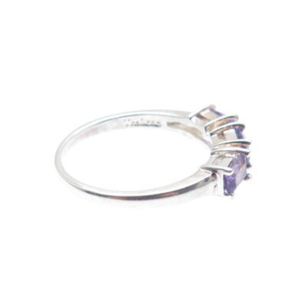 HAN 925 Sterling Silver Vintage Real Emerald-Cut Amethyst Ring Size 8 - Picture 6 of 9